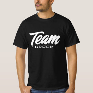 Team Groom Black and White bröllopsfest-spel T Shirt