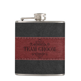 Team Groom Black & Red Leather Fickplunta