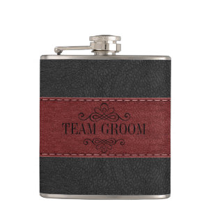 Team Groom Black & Red Leather Fickplunta