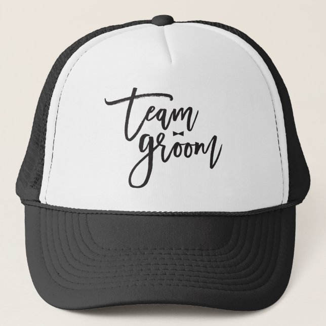 Team Groom Bow Tie Bachelor Party Bröllop Cap Truckerkeps (Framsida)