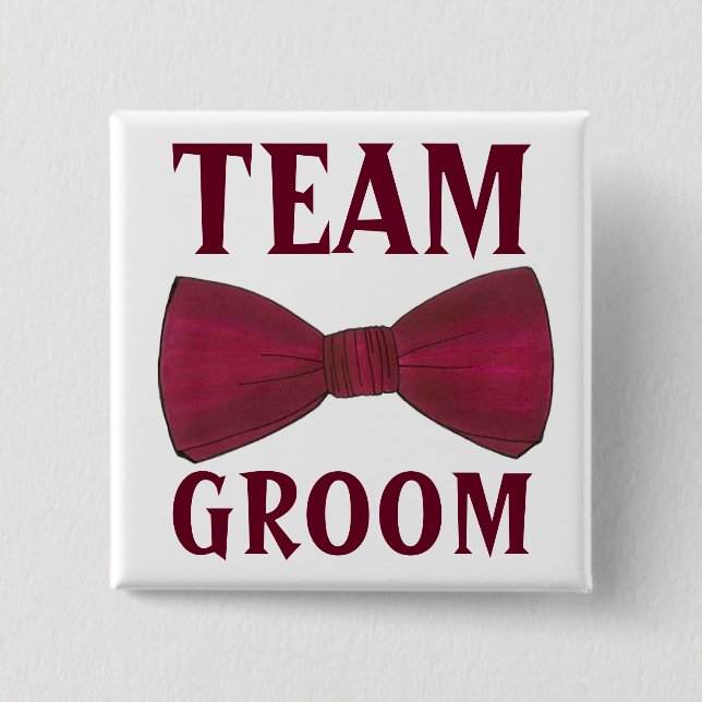 TEAM GROOM Bröllop Marskalkars Bow Bowtie Best Man Knapp (Framsida)