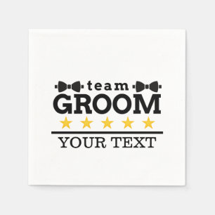 Team Groom Bröllopsgäst Brudgum Svart Vit Pappersservett