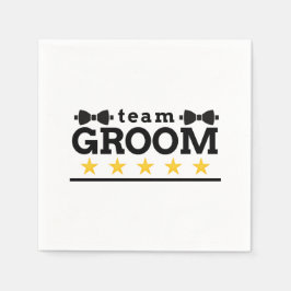 Team Groom | Bröllopsgäst | Brudgum | Svart Vitt Pappersservett