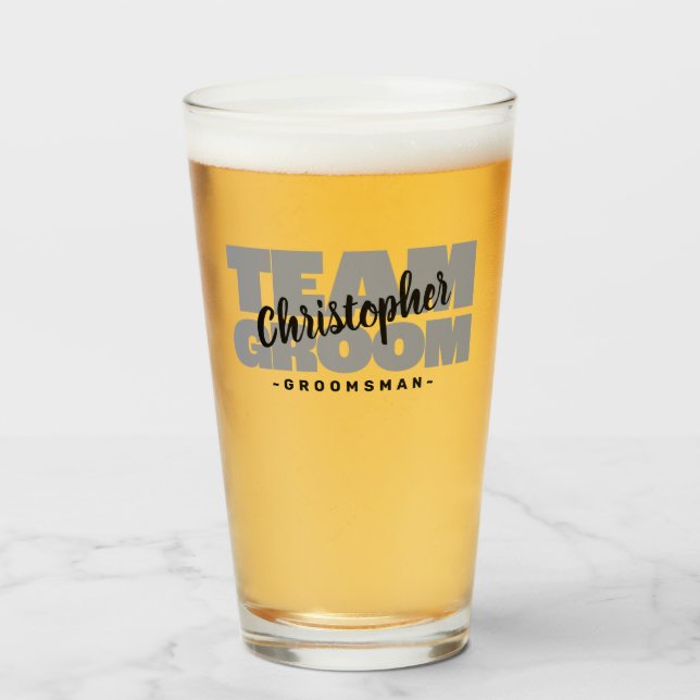 Team Groom Groomsman Bachelor Party Black Grått Glaskopp (Framsida fylld)