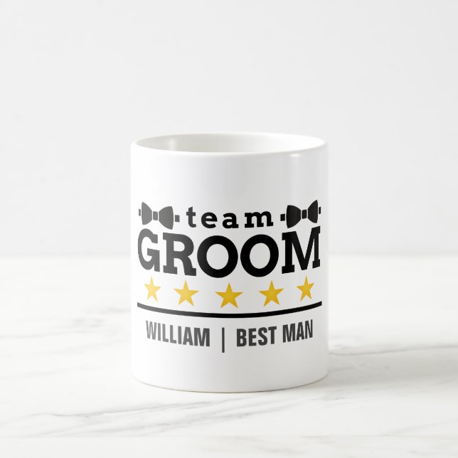 Team Groom | Groomsman | Bachelor | Svartvit Kaffemugg (Center)