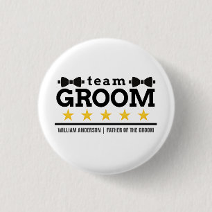 Team Groom Groomsman Bachelor Svartvit Knapp