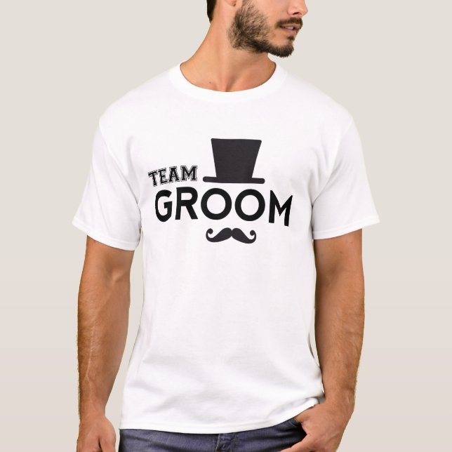 Team Groom med hatt och mustasch Tröja (Framsida)