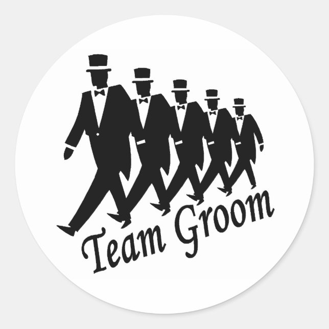 Team Groom Runt Klistermärke (Framsida)