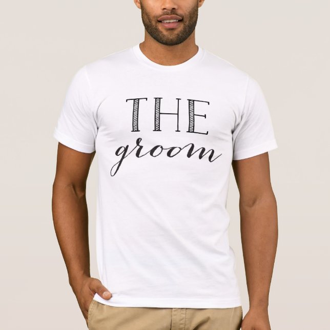Team Groom Svart skript för Groom Shirt Tee Shirt (Framsida)