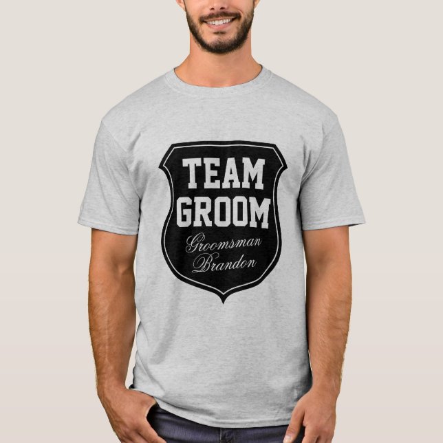Team Groom t shirts personlig med namn (Framsida)