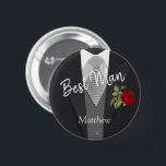 Team Groom Tuxedo Kostym - Röd ros Knapp<br><div class="desc">Bröllopsfest Button Stift. Perfekt för gruppens bröllopsfest och familjemedlemmar. Exempel på anpassning: Mor i brudgummen, barnmorskan i brudgummen, far i brudgummen, inklusive bror, syster, dotter, son, mormor, mormor, farfar, moster, morbror, osv. även far i groomen, brudgummen, maid of honor, bäste man, groomsman osv. Underbar för Bröllop, repetitionsmiddagar, mottagningar, möhippa osv....</div>