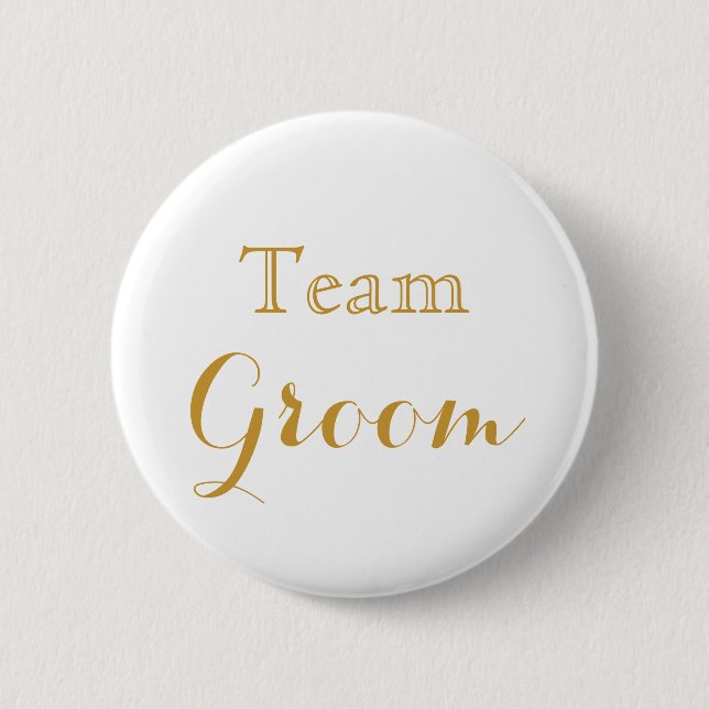 Team Groom White Guld Bröllop Knapp (Framsida)