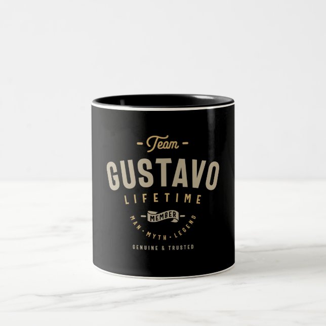 Team Gustavo-livstidsmedlem Personlig Namn Två-Tonad Mugg (Center)