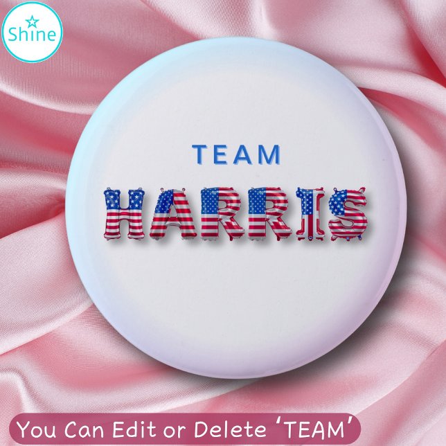 TEAM HARRIS Kamala Harris USA flagga Balloon Brev Knapp (Skapare uppladdad)