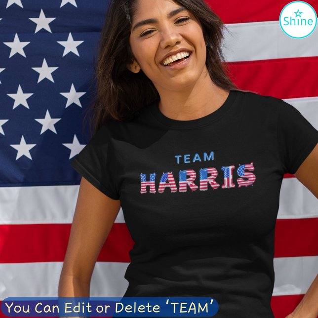 TEAM HARRIS Kamala Harris USA flagga Balloon Brev T Shirt (Skapare uppladdad)