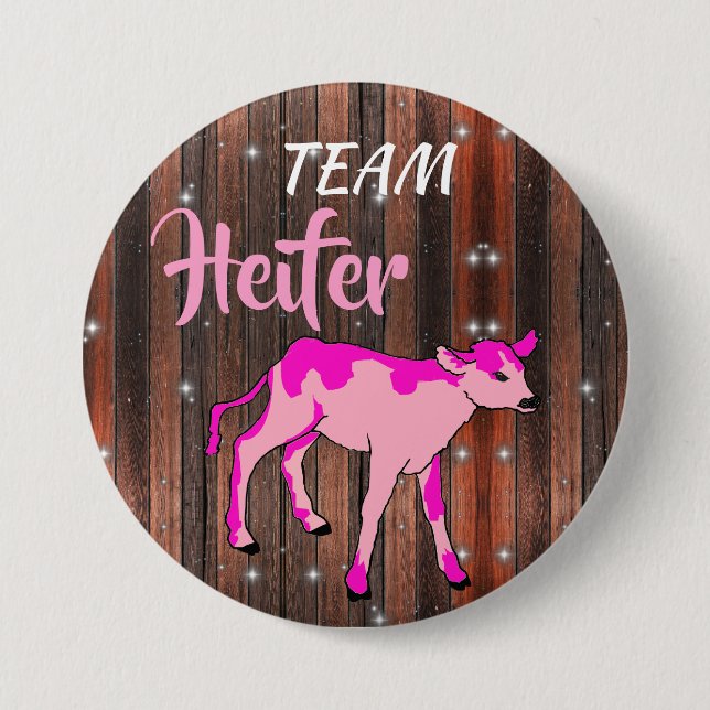 "Team Heifer" Rosa Gender Reveal Knapp (Framsida)