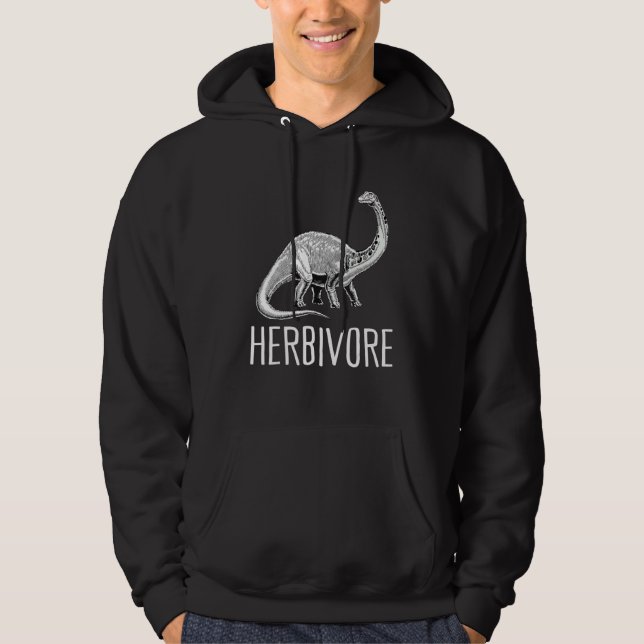 Team Herbivore Vegan Brontosaurus Vegetarian Plant Hoodie (Framsida)