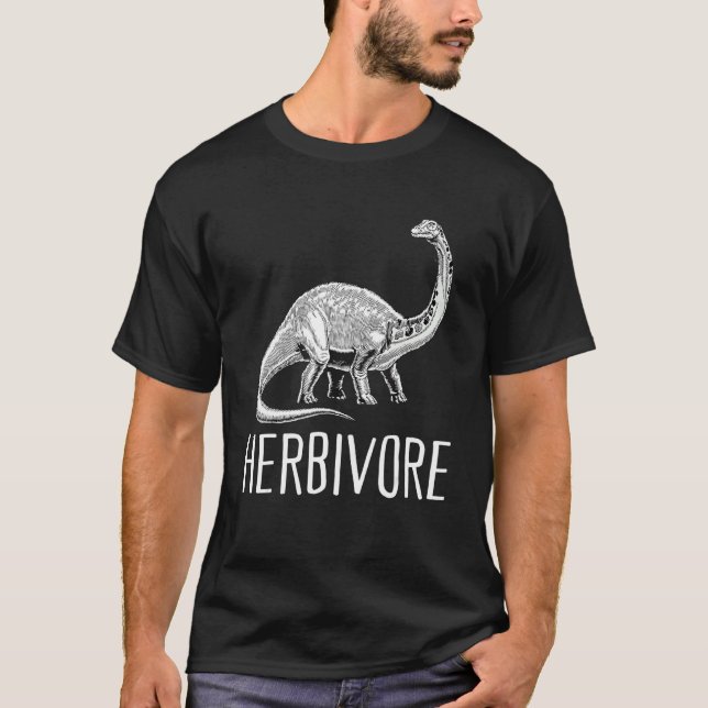 Team Herbivore Vegan Brontosaurus Vegetarian Plant T Shirt (Framsida)