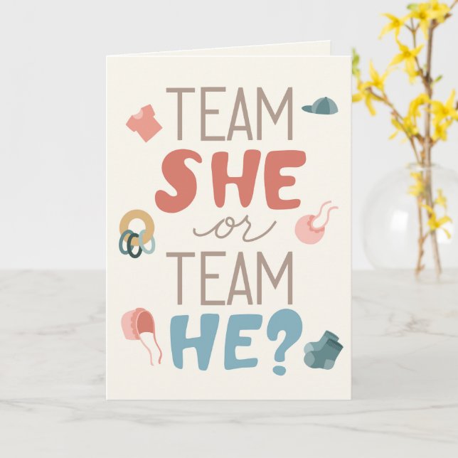 Team Hon eller Team Han - Könsutlysning Inbjudan (Gul blomma)