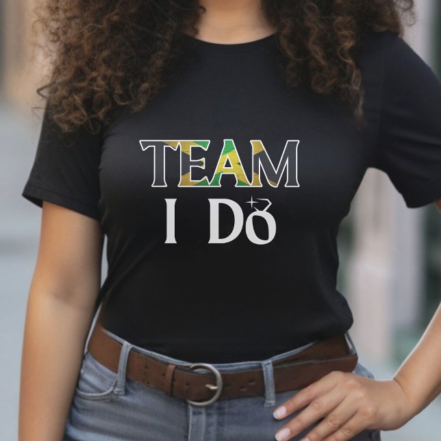 Team I Do Jamaican Flagga Bröllop Bachelorette Par T Shirt (Team I Do Jamaican Flag Wedding Bachelorette Party T-Shirt)
