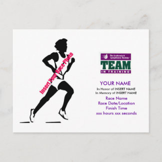 Team in Training: Tack Postcard Vykort