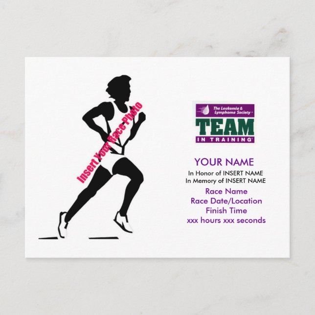 Team in Training: Tack Postcard Vykort (Framsida)