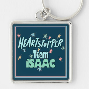 Team Isaac Teal Fyrkantig Silverfärgad Nyckelring