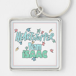 Team Isaac White Fyrkantig Silverfärgad Nyckelring