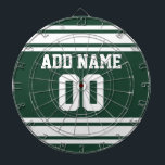 Team Jersey med eget namn och nummer Darttavla<br><div class="desc">Grönt och White färg - Om du äger ett fantasy Football team,  gör dina egna produkter och visa upp för dina vänner! Eller - spelar du High School Football och vill ha ett PM? Den här idiotiska designen är perfekt för alla som leker sport.</div>