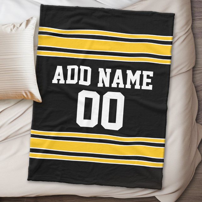 Team Jersey med eget namn och nummer Fleecefilt (Personalized fleece blanket - Sports Theme)