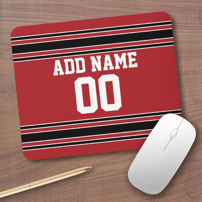 Team Jersey med eget namn och nummer Musmatta (Personalized Mousepad - Sports Jersey Theme with custom name)