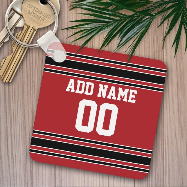 Team Jersey med eget namn och nummer Nyckelring (Personalized keychain - Sports Jersey Theme)