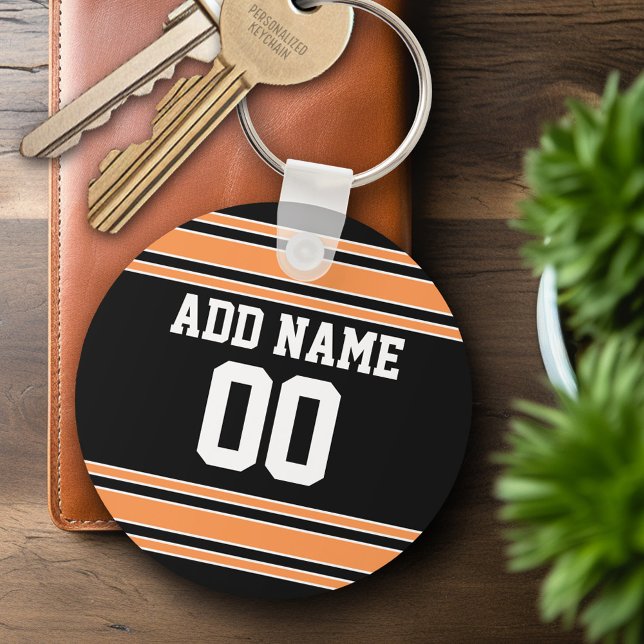 Team Jersey med eget namn och nummer Nyckelring (Personalized Keychain - Sports Jersey Football Theme)