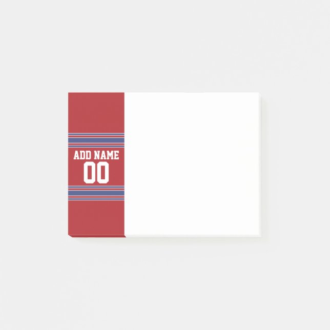 Team Jersey med eget namn och nummer Post-it Block (Framsida)