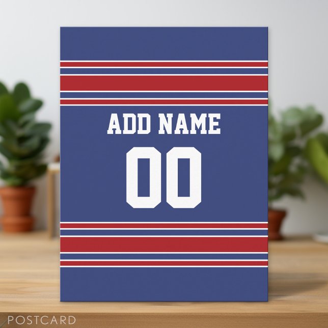 Team Jersey med eget namn och nummer Vykort (Custom Postcard)