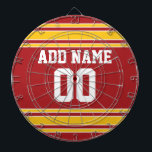 Team Jersey med Namn och nummer Piltavla<br><div class="desc">Röd och Gult - Om du äger ett Fantasy-fotbollslag,  gör dina egna produkter och visa upp för dina vänner! Eller - spelar du High School Football och vill ha ett PM? Den här idiotiska designen är perfekt för alla som leker sport.</div>