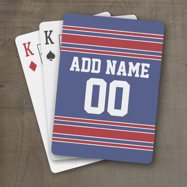 Team Jersey Rand Anpassat namn och nummer Casinokort (Personalized Playing Cards - Sporty Stripes)