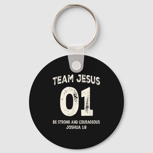 Team Jesus 01 var starkt modig Nyckelring (Framsida)