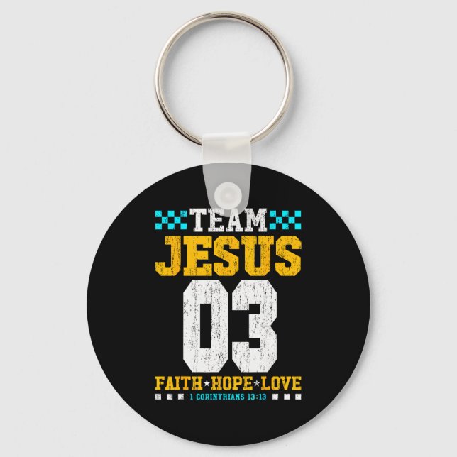 Team Jesus 03 Tro Hopp Kärlek Kristna Bibeln Vers Nyckelring (Framsida)