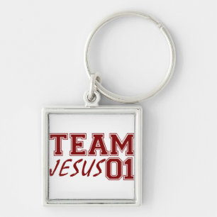 Team Jesus Fyrkantig Silverfärgad Nyckelring