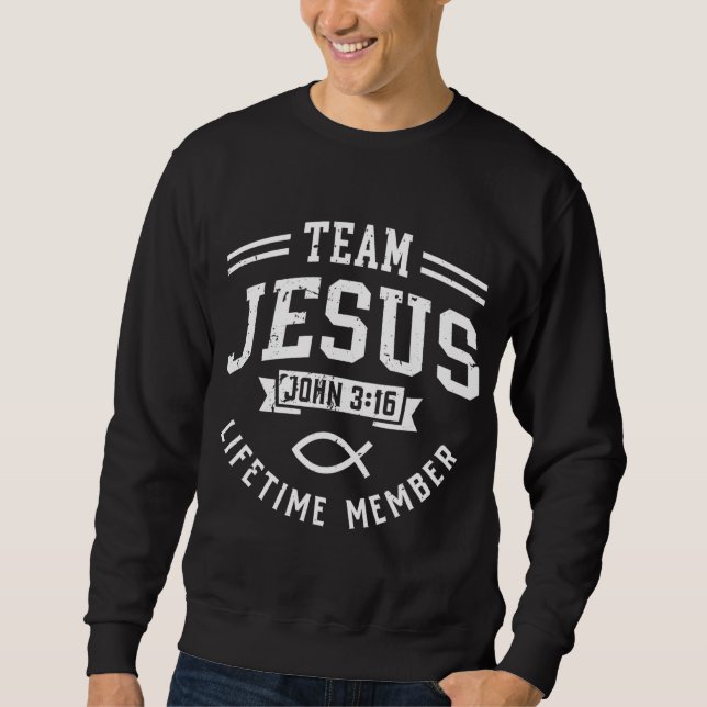 Team Jesus John 316, medlem av Gud Christian Lång Ärmad Tröja (Framsida)