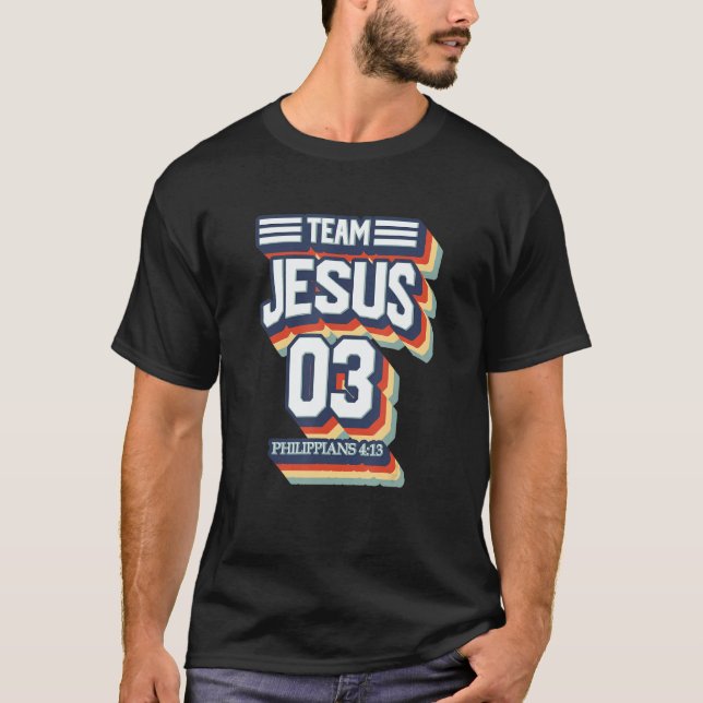 Team Jesus No 03 Warrior Member Christian Men Wome T Shirt (Framsida)