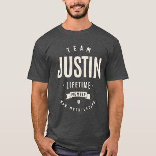 Team Justin-livstidsmedlem Justin Namn T Shirt