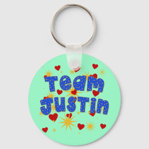 TEAM JUSTIN! T-tröjor, för barn och Vuxnor Nyckelring