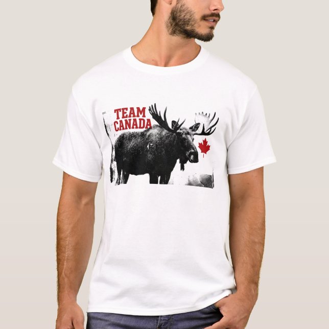 TEAM KANADA. Lönnlöv. Kanadensisk älg.  T-Shirt (Framsida)