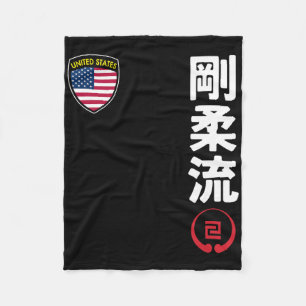 Team Karate Goju Ryu USA flagga Kanji Japanska Mar Fleecefilt