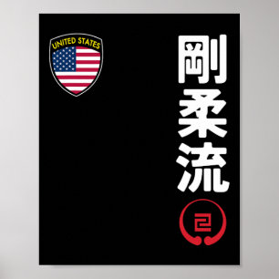 Team Karate Goju Ryu USA flagga Kanji Japanska Mar Poster