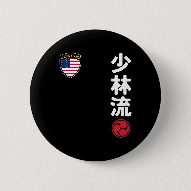 Team Karate Shorin Ryu USA flagga japansk martial  Knapp (Framsida)