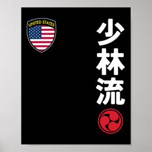 Team Karate Shorin Ryu USA flagga japansk martial Poster