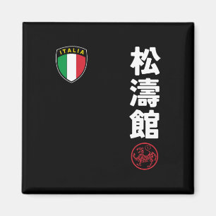 Team Karate Shotokan Italien Flagga Kanji Japansk Magnet